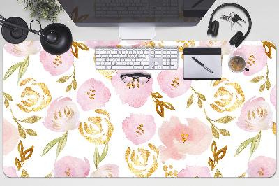 Large desk mat table protector pink flowers