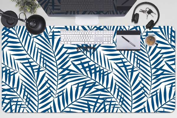 Desk mat geometric leaves