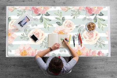 Large desk mat table protector pink flowers