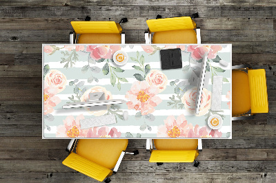 Large desk mat table protector pink flowers