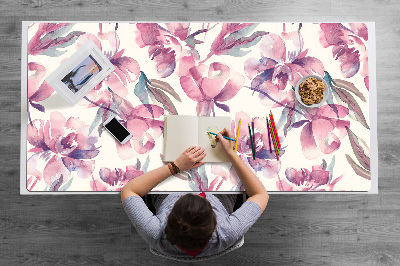 Large desk mat table protector pink flowers