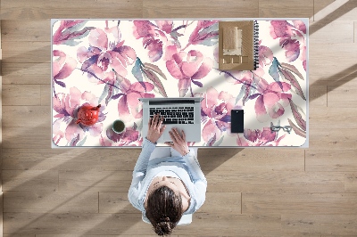 Large desk mat table protector pink flowers