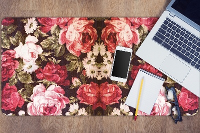 Large desk mat table protector Red roses