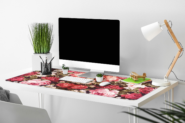 Large desk mat table protector Red roses