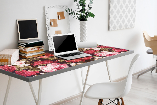 Large desk mat table protector Red roses