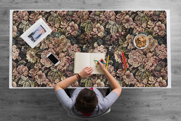 Large desk pad PVC protector woven flowers