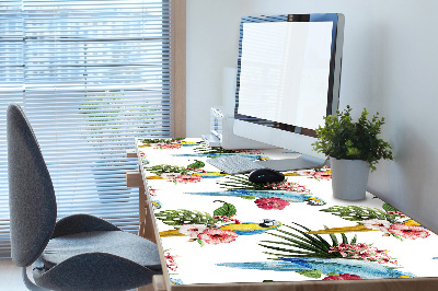 Desk pad Parrots and Flowers