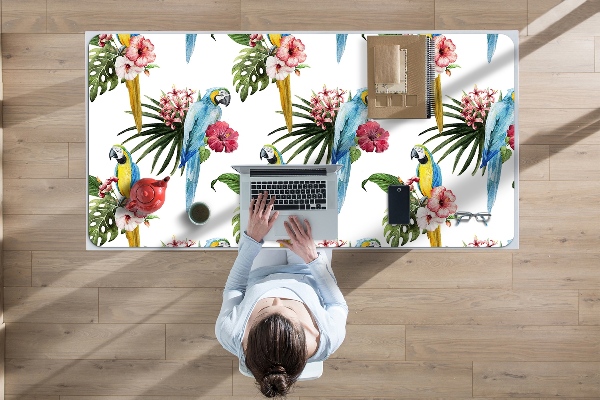 Desk pad Parrots and Flowers