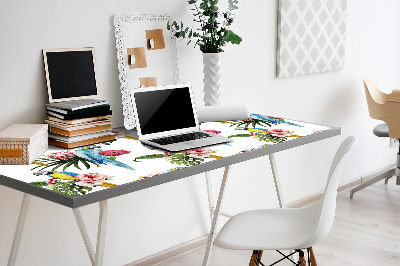 Desk pad Parrots and Flowers