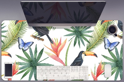 Desk pad Toucans and butterflies