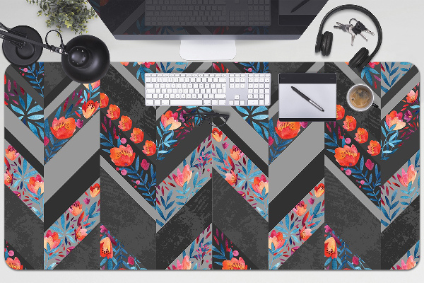 Full desk protector Flowers Herringbone