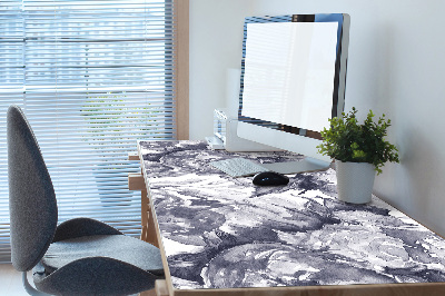 Large desk pad PVC protector gray flowers