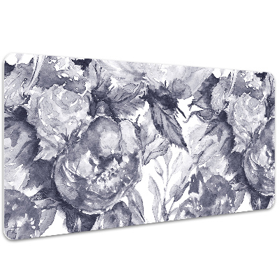 Large desk pad PVC protector gray flowers