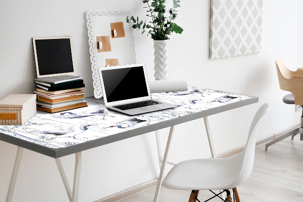 Large desk mat table protector dancing cranes