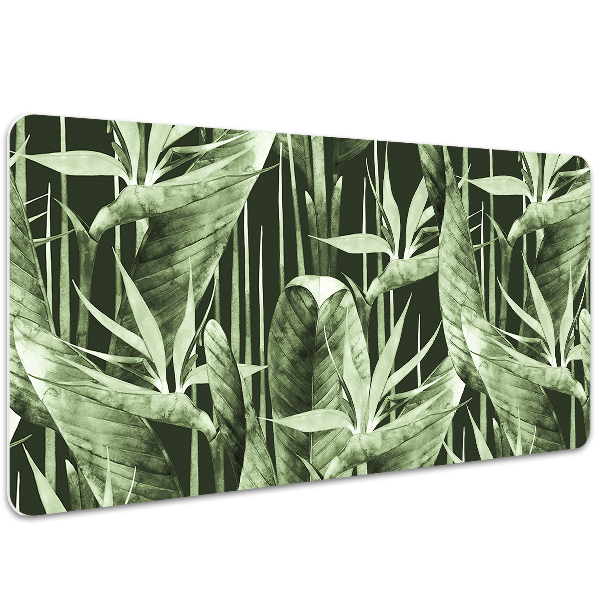 Large desk mat table protector dark leaves