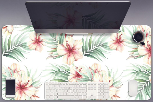 Full desk protector Hawaiian flowers
