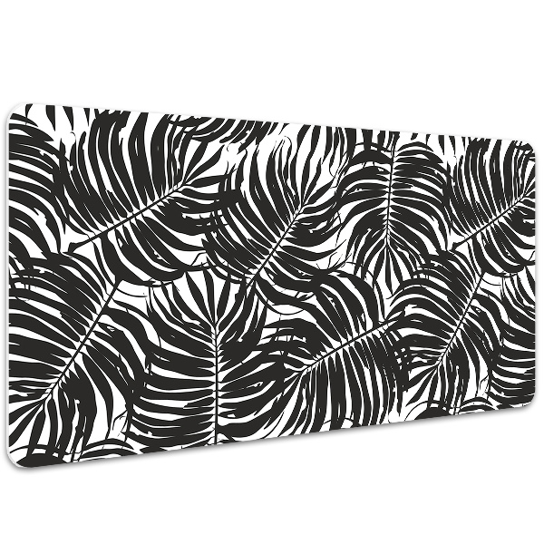 Large desk mat table protector black leaves