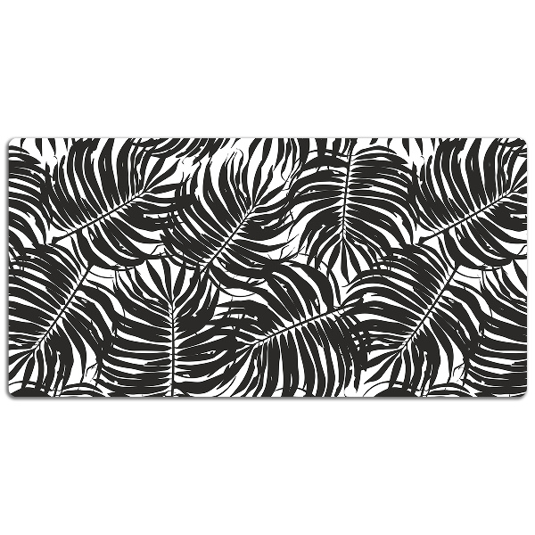 Large desk mat table protector black leaves
