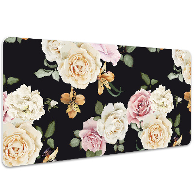 Large desk pad PVC protector Vintage roses