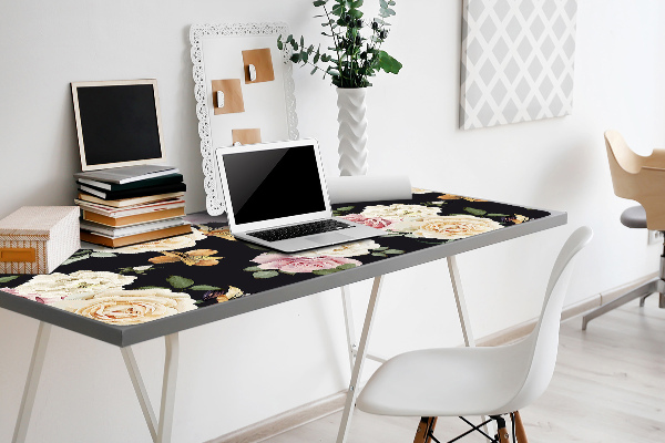 Large desk pad PVC protector Vintage roses