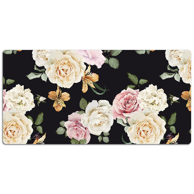 Large desk pad PVC protector Vintage roses