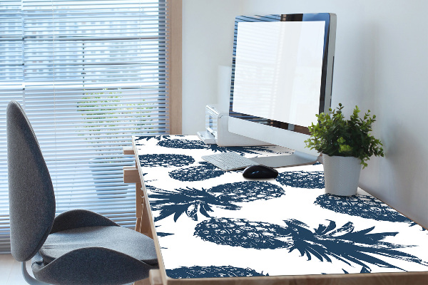 Large desk mat table protector gray pineapples