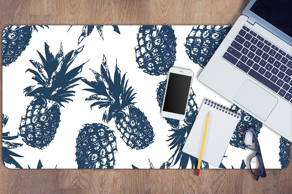 Large desk mat table protector gray pineapples