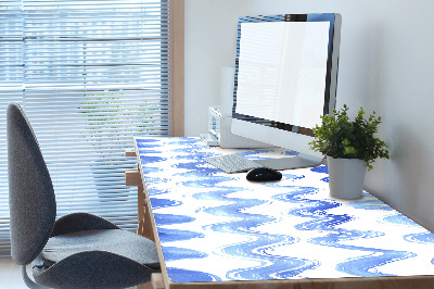 Large desk mat table protector waves watercolors