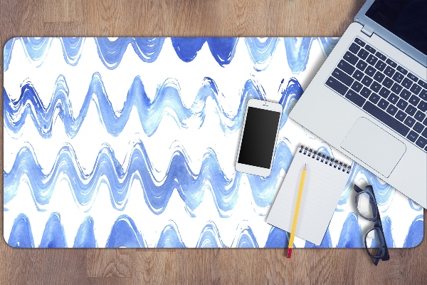 Large desk mat table protector waves watercolors