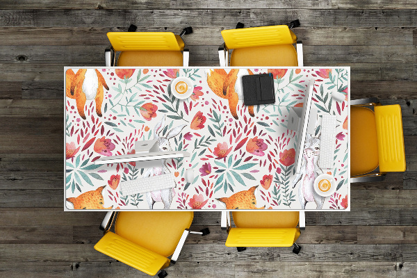 Large desk pad PVC protector Fox and rabbit