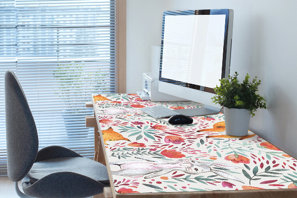 Large desk pad PVC protector Fox and rabbit