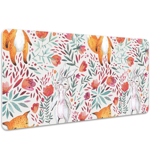 Large desk pad PVC protector Fox and rabbit
