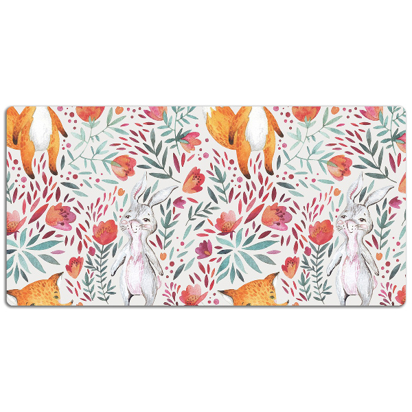 Large desk pad PVC protector Fox and rabbit