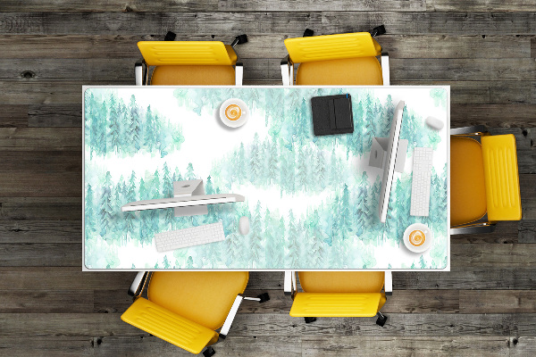 Large desk pad PVC protector painted forest