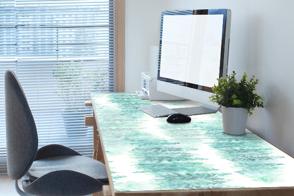 Large desk pad PVC protector painted forest