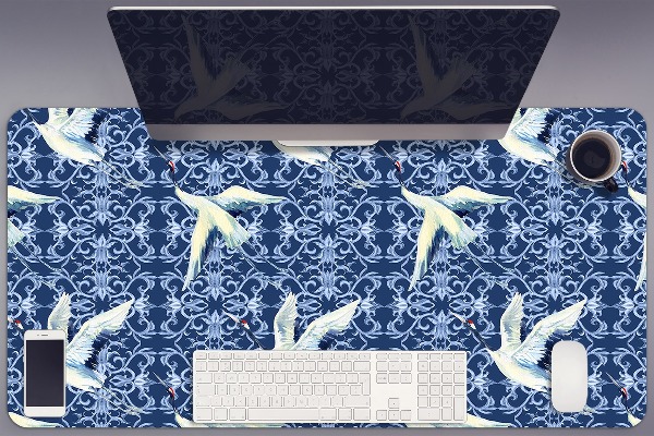 Full desk protector Chinese cranes