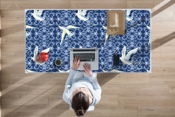 Full desk protector Chinese cranes