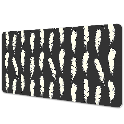 Large desk mat for children white feathers