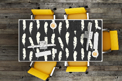 Large desk mat for children white feathers