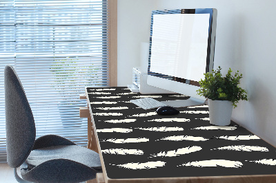 Large desk mat for children white feathers