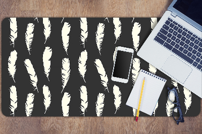 Large desk mat for children white feathers