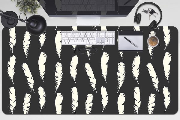 Large desk mat for children white feathers