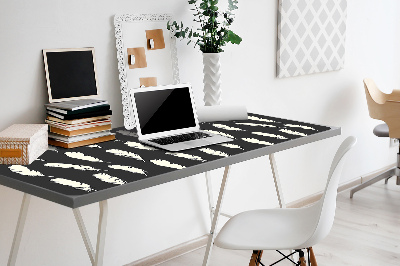 Large desk mat for children white feathers