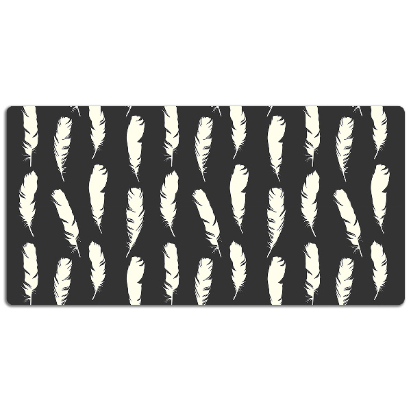 Large desk mat for children white feathers