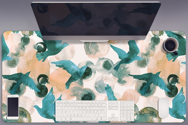 Full desk mat watercolor birds