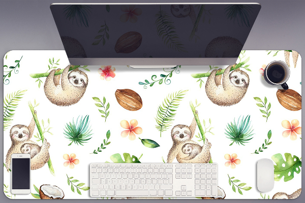 Large desk mat for children sloths