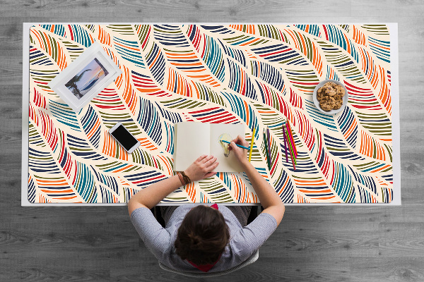 Large desk mat table protector colorful waves