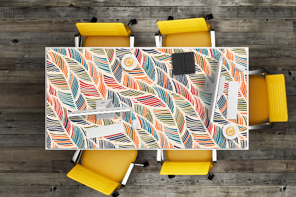 Large desk mat table protector colorful waves