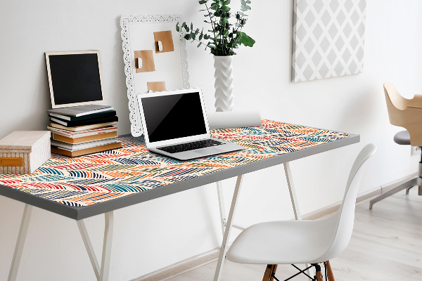 Large desk mat table protector colorful waves