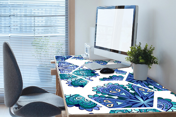 Desk mat hexagonal flowers